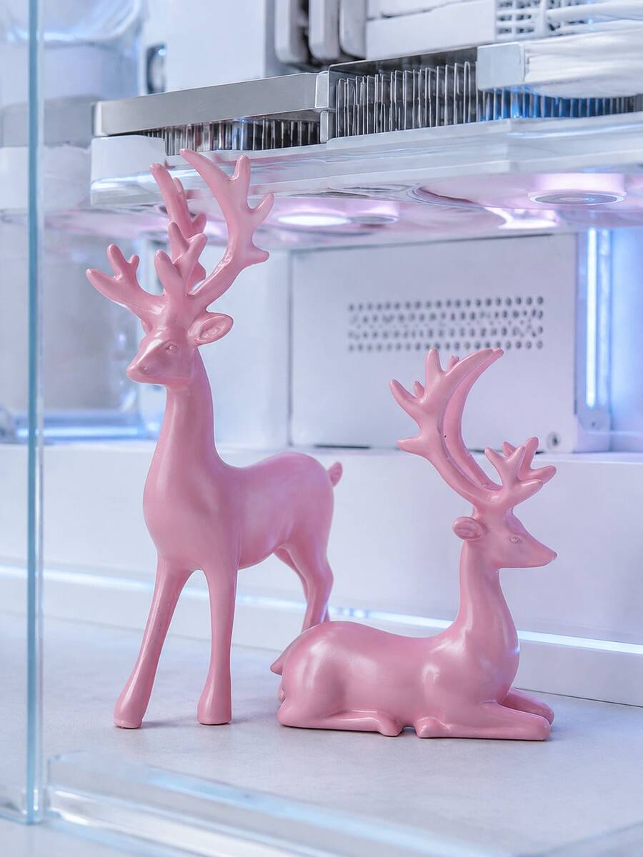 1pc Resin Deer Shaped GPU Support Bracket, Pink Graphics Card Holder And Anti-Sag Bracket, Gaming PC Case Decoration Desktop Display Stand, Computer Accessories And Gaming Room Decor - Pink Fawn - View 1