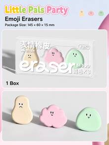 3pcs Cute Expression Eraser Set, TPE Crumb-Free Pencil Erasers, Cartoon Clean Erasers For Kids, Kindergarten, Students & School Supplies - Multicolor - View 8