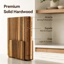 LDQ 4pcs (3pcs Cutting Boards + 1pc Base) Wood Book-style Wooden Chopping Board with Storage Rack- for Kitchen (meat, Fish, Fruits, Vegetables, Bread),wooden Cutting Board,book Cutting Board,Mother's Day Gifts,Cutting Board,Wood Cutting Board Set - 4 Stk. (3 Schneidebretter + 1 Basis) - Übersicht 5