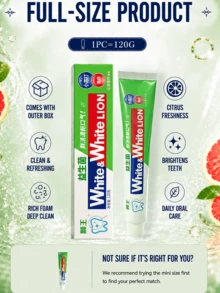 Lion's Baking Soda Whitening Toothpaste, Refreshing Lime Flavor, Full Size 120g, Travel Size 40g, Probiotic Toothpaste For Fresh Breath, Removes Stains, Suitable For All Ages - Cool Lime Scent - Toothpaste - View 5