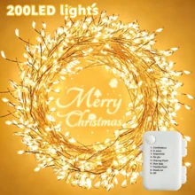 50/100/200LED Silver Wire Firecracker String Lights, Warm White 8 Modes Adjustable Brightness Lights, Battery Operated Timer IP44 Waterproof Lighting For Eid Wedding Patio Holiday Outdoor Decor - Battery-powered Firecracker Lights - View 16