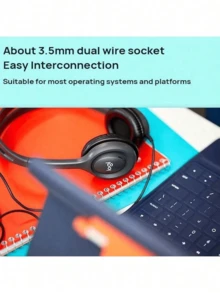 Logitech Headphone over-ear berkabel dengan suara stereo, mikrofon peredam kebisingan, mikrofon yang dapat disesuaikan, panggilan waktu nyata, ringan dan nyaman dipakai, serta jack kabel tunggal 3,5 mm. - View 5