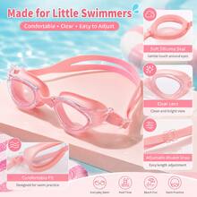 Children's Swimming Goggles, Multi-Color Options, Clear Transparent Lenses, Soft Silicone Eye Rings, Adjustable Dual Head Strap, Comfortable Fit, Swimming Training, Pool, Beach, Vacation, Unisex Swimming Gear Accessories - Yellow - View 3