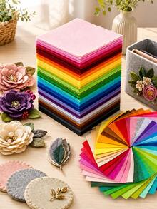 10/20/40pcs Rainbow Nonwoven Felt Fabric Sheets, Mixed Color Solid Pattern, Flat Hard Felt Cloth Shape, 1mm DIY Material, Multi-Size 10-40cm For Sewing, Patchwork, Scrapbooking, Party Decor, Halloween,Christmas Decor - Multicolor - View 4