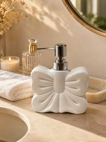1pc Bowknot Soap Dispenser, Cute Sweet Style Refillable Lotion Pump Bottle, Ribbon Shaped Hand Soap Dispenser, Bathroom Sink Countertop Decor, Suitable For Sink, Kitchen, Apartment, Dorm - Multicolor - View 3