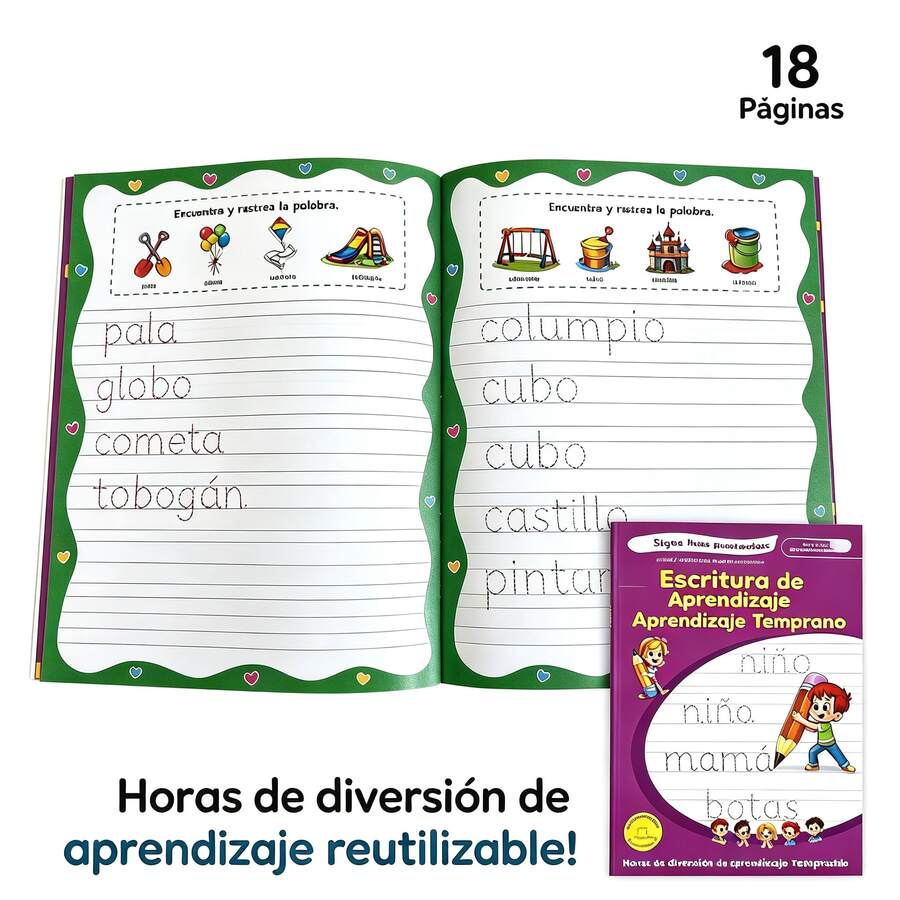 Spanish Writing And Recognition Workbook (Erasable Edition): An 18-Page Reusable Practice Book; Ideal For Early Learning Activities For Toddlers And Preschoolers; Suitable For Homeschooling And Classroom Instruction; An Excellent Halloween Gift. - Multicolor - View 1