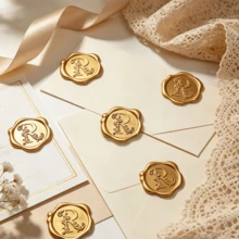 25 PCS 3D Embossed Iris Flower & Letter R Pattern Wax Seal Stickers, Self-Adhesive Wax Seals For Wedding Invitations, Envelopes, Gift Wrapping, Christmas Cards & Scrapbooking - Letter R - View 7