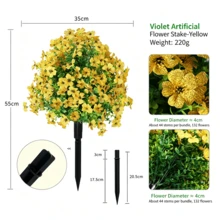 1pc Artificial Purple Flower Ground Stake, UV Resistant Faux Silk Flower, Suitable For Outdoor Garden Yard Patio Lawn Decoration, Multiple Colors Available - Bouquet - View 13