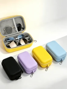 Double Layer Hard Shell Glasses Storage Box, Travel Fashion Eyewear Organizer With Adjustable Dividers And Clips, Portable Multi-Pair Glasses And Fashion Eyewear Storage Box For Men And Women - Multicolor - View 5