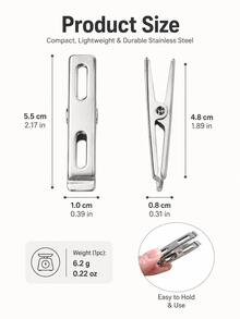 20pcs Stainless Steel Clothes Pins, Heavy Duty Metal Laundry Clips With Strong Spring, Rust-Resistant Multipurpose Clothespins For Clothes, Socks, Towels, Food Bags, Kitchen & Outdoor Drying - Silver - View 7