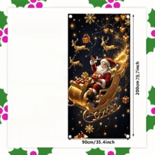 1pc Christmas Banner Party Decoration, Featuring A Design Of Santa Claus And Reindeer, Suitable For Decorating Christmas, Indoor And Outdoor Photography Props And Home Wall Decorations - A - View 2