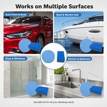2-In-1 Car Paint Deep Repair Kit, 150mm P2000 Hook And Loop Flexible Sponge Sanding Disc + Nano Clay Super Absorbent Sponge, Scratch-Free Wet Dry Use Reusable DIY Professional Auto Detailing Set For Car Boat Home - 2-pack - View 3