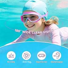 1/2pcs Kids Swimming Goggles With Earplugs, Large Frame Anti-Fog/Wide Vision Swimming Goggles For Boys And Girls Ages 4-12, First Day Of School - Multicolor - View 3