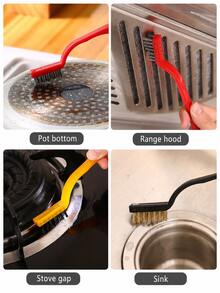 2/1Set, Random Colors, Stainless Steel Wire Brush With ABS Handle, For Rust Removal, Stain Removal, And Gas Stove Cleaning, Multi-Functional Kitchen Tool, Metal Fiber Brush, Brush, For Cleaning Purposes - Multicolor - View 5