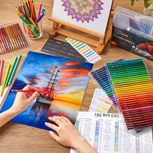 180pcs Colored Pencils Set, Suitable For Adult Coloring Books, Perfect For Coloring, Layering And Blending - 180 Colors Of Oil Colored Pencils - View 9