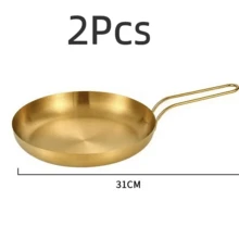 Golden Stainless Steel Frying Pan, Non‑Stick Skillet With Long Wire Hollow Handle,Easy To Clean, Multi‑Purpose Egg & Steak Frying Pan, Kitchen Cookware,Urable Kitchen Cooking Pan For Gas & Electric Stove - View 17