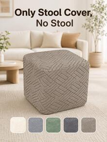 1pc Solid Color Nordic Style Ottoman Stool Cover, Jacquard Full Coverage Footstool Cover, Washable And Removable Footrest Seat Cover, Suitable For Living Room, Hotel, Sofa, Single Sofa Chair - Multicolor - View 9