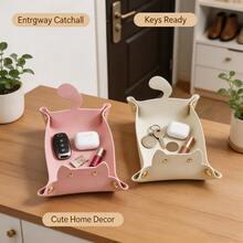 Cat-Shaped Desktop Storage Tray, Office Desk Storage Box, Folding Jewelry, Stationery, Key Storage Tray, Home Desktop Decoration, Suitable For Desktop, Bedroom, Car Storage, And Other Small Items. A Must-Have Cute Storage Tray For Every Household. - Multicolor - View 6