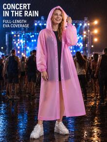 Adult Unisex Thickened EVA Reusable Raincoat With Hood And Drawstring, Long Style, Suitable For Outdoor Camping And Hiking - Multicolor - View 4
