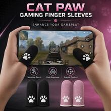 Cat Paw Gaming Finger Sleeves With Storage Case, Cute Paw Pattern Thumb Sleeves, High Sensitivity Breathable Anti-Slip Finger Covers For Mobile Gaming - Pink - View 4