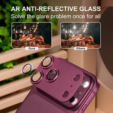 CASECOPS 1片深櫻桃紅 AR 相機鏡頭螢幕保護貼，適用於 iPhone 18 Pro Max/18 Pro，藍寶石強化玻璃鏡頭蓋配鋁合金金屬板，99% 高透明度，HD 清晰拍照品質，抗眩光夜拍，耐刮防震，相容手機殼，易安裝，全方位相機保護，一體式後鏡頭防護蓋 - 深櫻桃紅 - 查看 4