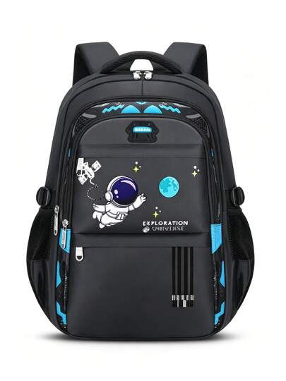Waterproof Student Backpack, Neutral Style, Suitable For Grades 3 To 6, Double Shoulder Strap, Lightweight, Reduces Burden