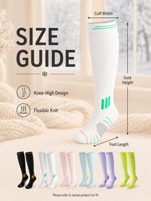 Unisex Knee-High Compression Sports Socks, Light Pressure Breathable Knitted Athletic Socks, Long Support Socks, Suitable For Running, Cycling, Fitness, Outdoor Winter Sports - Multicolor - View 5