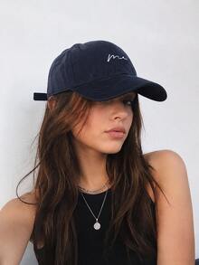 1pc Minimalist Embroidered Baseball Cap, Unisex Adjustable Casual Curved Brim Dad Hat, Classic Solid Color Design, Suitable For Outdoor Travel - A - View 8
