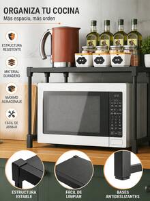 Expandable Double-Layer Oven/Microwave Rack, Expandable Microwave Stand, Kitchen Utensil And Cutlery Rack, Storage Rack For Pantry, Countertop, Cafe, Office And Bedroom. - View 1