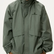CAMEL CROWN Men's Hooded Windproof And Waterproof Jacket For Outdoor Use, Couple Style - Lake Tea Green - View 5