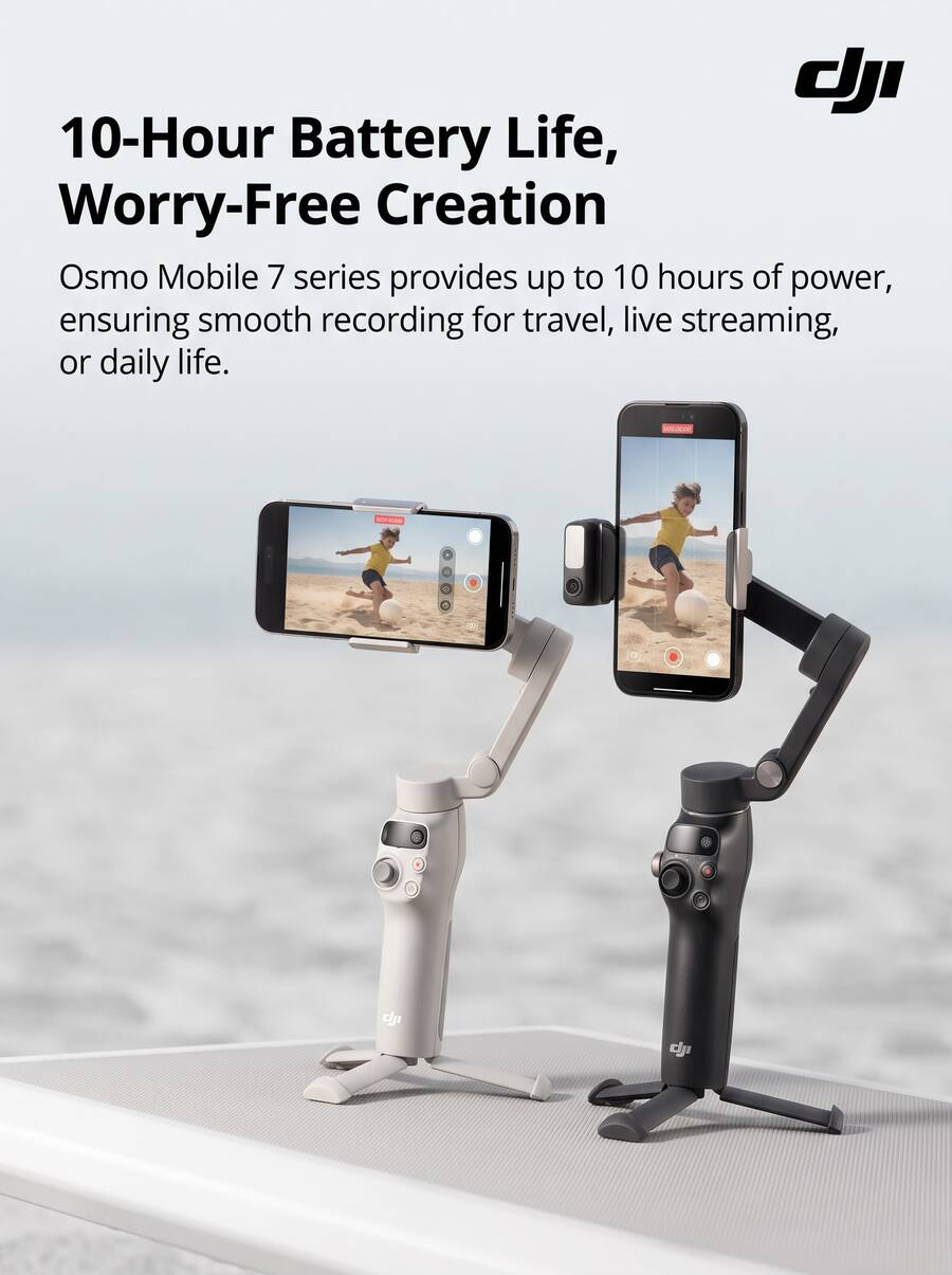 dji Osmo Mobile 7P/7 Phone Gimbal | 7P Standard Tracking Module: Native Tracking + Fill Light + Audio Recording, 3-Axis Stabilization, Smart Tracking 8.0, Magnetic Quick Release, Live Streaming/Selfie Essential (Brand New, Activated Only)