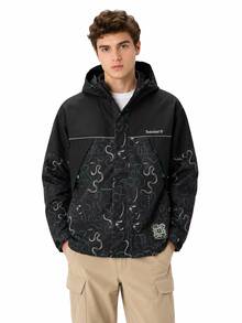 Timberland Jaket Softshell Berkerudung Tahan Air untuk Olahraga Luar Ruangan Pria, Hiking, dan Panjat Tebing - Hitam dan abu-abu - View 1