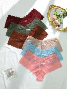 6pcs Women's Comfortable Lace Patchwork Plus Size Panties - Multicolor - View 2