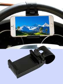 Universal Car Steering Wheel Phone Holder, Adjustable Elastic Clip Phone Mount With Soft Silicone Anti-Slip Pad, ABS Sturdy Bracket, Suitable For 4-6 Inch Smartphones GPS Navigation - A - View 13