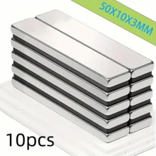 Batang Magnet Neodymium Kuat 50x10x3mm, Strip Magnetik Tahan Lama dari Logam Tanah Jarang dengan Perekat Dua Sisi, Magnet Persegi Panjang Logam yang Kuat untuk Pintu, Kulkas, Kantor, Dapur - 50X10X3mm-Perak - View 2