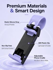 Universal Car Steering Wheel Phone Holder, Adjustable Elastic Clip Phone Mount With Soft Silicone Anti-Slip Pad, ABS Sturdy Bracket, Suitable For 4-6 Inch Smartphones GPS Navigation - A - View 8