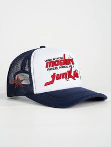 1件時尚字母唇部刺繡現代側邊刺繡五角星海綿網格帽 中性戶外運動活動網格棒球帽 美式卡車司機帽 度假旅行休閒百搭帽 - 彩色 - 查看 12