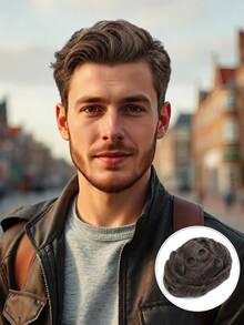 Toupee Pria 8"X10" - Sistem Pengganti Rambut Manusia 100%, Gaya Gelombang Alami, Tampilan Alami Tahan Lama, Cocok untuk Pria - S5 - View 1
