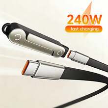 2合1 Type-C 可折疊手機支架 240W 快充數據線 USB C 轉 USB C 手機充電支架 雙 PD 傳輸線 - 彩色 - 查看 2