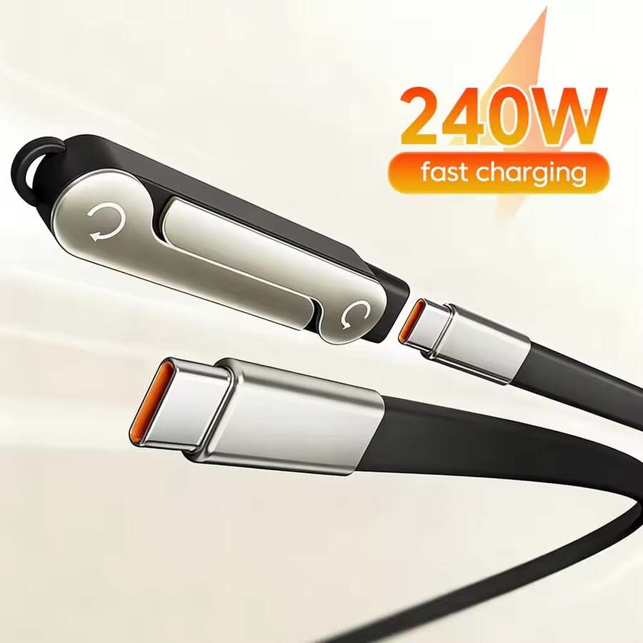 2合1 Type-C 可折疊手機支架 240W 快充數據線 USB C 轉 USB C 手機充電支架 雙 PD 傳輸線
