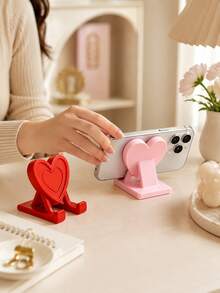 Heart-Shaped Desktop Phone Stand, Portable Design For Home, Office, Party Decor, Women's Travel And Kitchen Use, Suitable For All Phones, Ideal Desktop Ornament, Perfect Gift For Halloween And Christmas - A - View 5