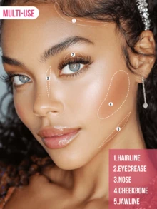 MISSLYN 2pcs Kiss My Face Blush & Sun-Kissed Glow Contour Powder Set, Silky Blendable, Natural Luminous Finish, Face Palette Blush/Contour, Daily/Party/Summer, Pure Girl/Soft Makeup/Sun-Kissed, Blush & Contour Powder Set - #06+#01 - View 9