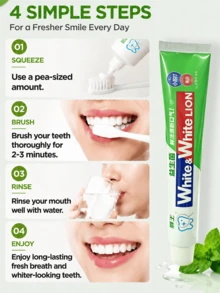 Lion's Baking Soda Whitening Toothpaste, Refreshing Lime Flavor, Full Size 120g, Travel Size 40g, Probiotic Toothpaste For Fresh Breath, Removes Stains, Suitable For All Ages - Cool Lime Scent - Toothpaste - View 11