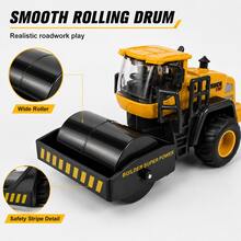 1 Set 4 Styles Available Kids Construction Loader Toy With Interchangeable Bucket, Snow Plow, Road Roller & Forklift Attachments, Realistic Engineering Vehicle Playset, Gift For Children Ages 3+ - Snow Plow + Road Roller - View 4