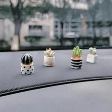 1/4/8pcs Mini Cactus Car Ornament, Adorable Plant Design, Healing Resin Decor, Dashboard, Rearview Mirror, Exquisite Small Desktop Ornament, Garden Pot Decoration, Holiday Gift - Cactus - View 4
