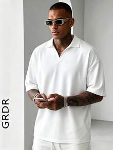 GRDR Men's Summer Polo Short Sleeve T-Shirt, Suitable For Business, Work, Meetings And Negotiations - White - View 3