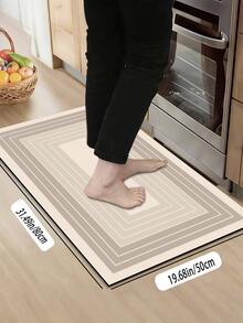 1pc Earth-Toned Geometric Pattern Kitchen Mat, 3.5 Mm Soft Rubber That Absorbs Water And Is Easy To Clean. Suitable For Corridors, Bathrooms, Living Rooms, Outdoor Door Mats, And Toilets. Useable Throughout The Year And For Various Holidays. - Multicolor - View 13