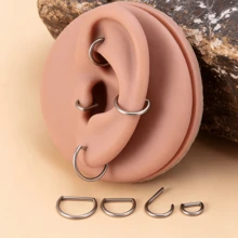 1件鈦合金D型鼻環穿刺飾品，16G 18G 扣環式鼻中隔 Daith 身體穿刺飾品，適用女款男款，軟骨螺旋耳釘耳環 - 銀色 - 查看 4
