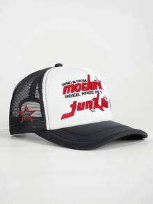 1件時尚字母唇部刺繡現代側邊刺繡五角星海綿網格帽 中性戶外運動活動網格棒球帽 美式卡車司機帽 度假旅行休閒百搭帽 - 彩色 - 查看 15