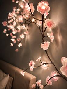 1pc Cherry Blossom Branch LED String Lights, USB Powered, 8 Flashing Modes, Soft And Bendable, Suitable For Indoor/Outdoor Spring/Summer Decoration, Living Room, Bedroom, Wall, Wedding, Party, Valentine's Day, Birthday And Graduation Gift - Warm white light - View 2